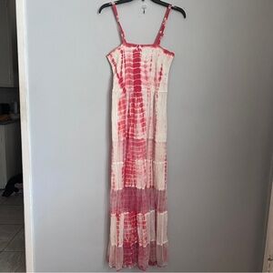Mlle Gabrielle Orange & White Tie Dye Spaghetti Strap Sundress EUC